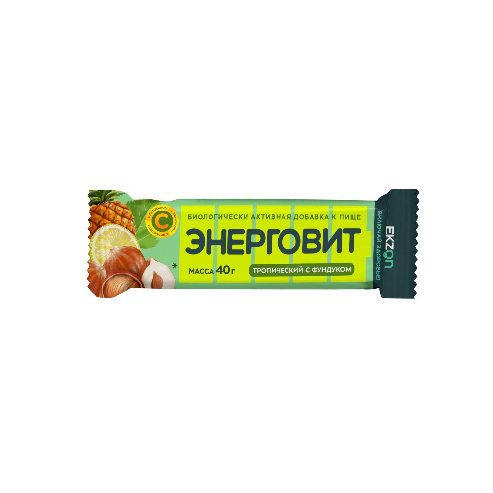 Энерговит тропический с фундуком БАД плитка 40г №1