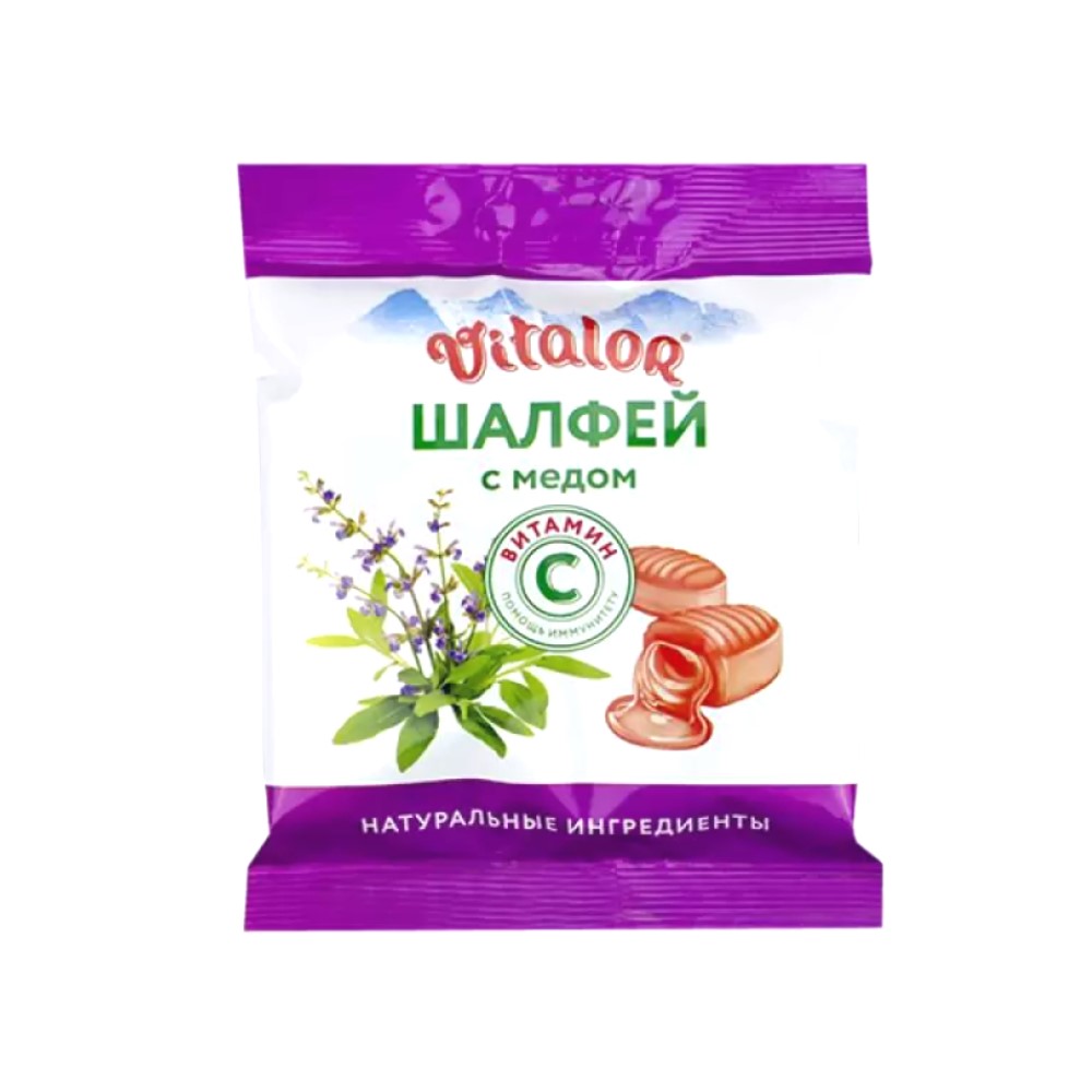 Карамель леденцовая с витамином С БАД со вкусом шалфея с медом 60г №1