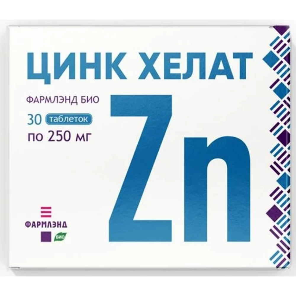 Цинк Хелат БАД таблетки 0,25г упаковка №30
