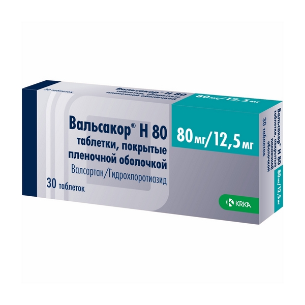 Вальсакор Н 80 таблетки п/о 80мг 12,5мг упаковка №30