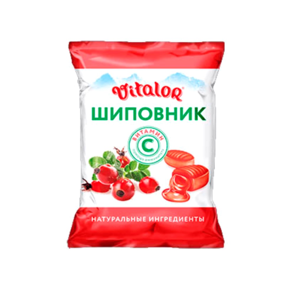 Карамель леденцовая с витамином С БАД со вкусом шиповника 60г №1