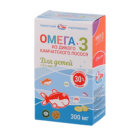 Омега-3 из дикого камчатского лосося Salmoniсa БАД капсулы для детей с 3-х лет 300мг №84