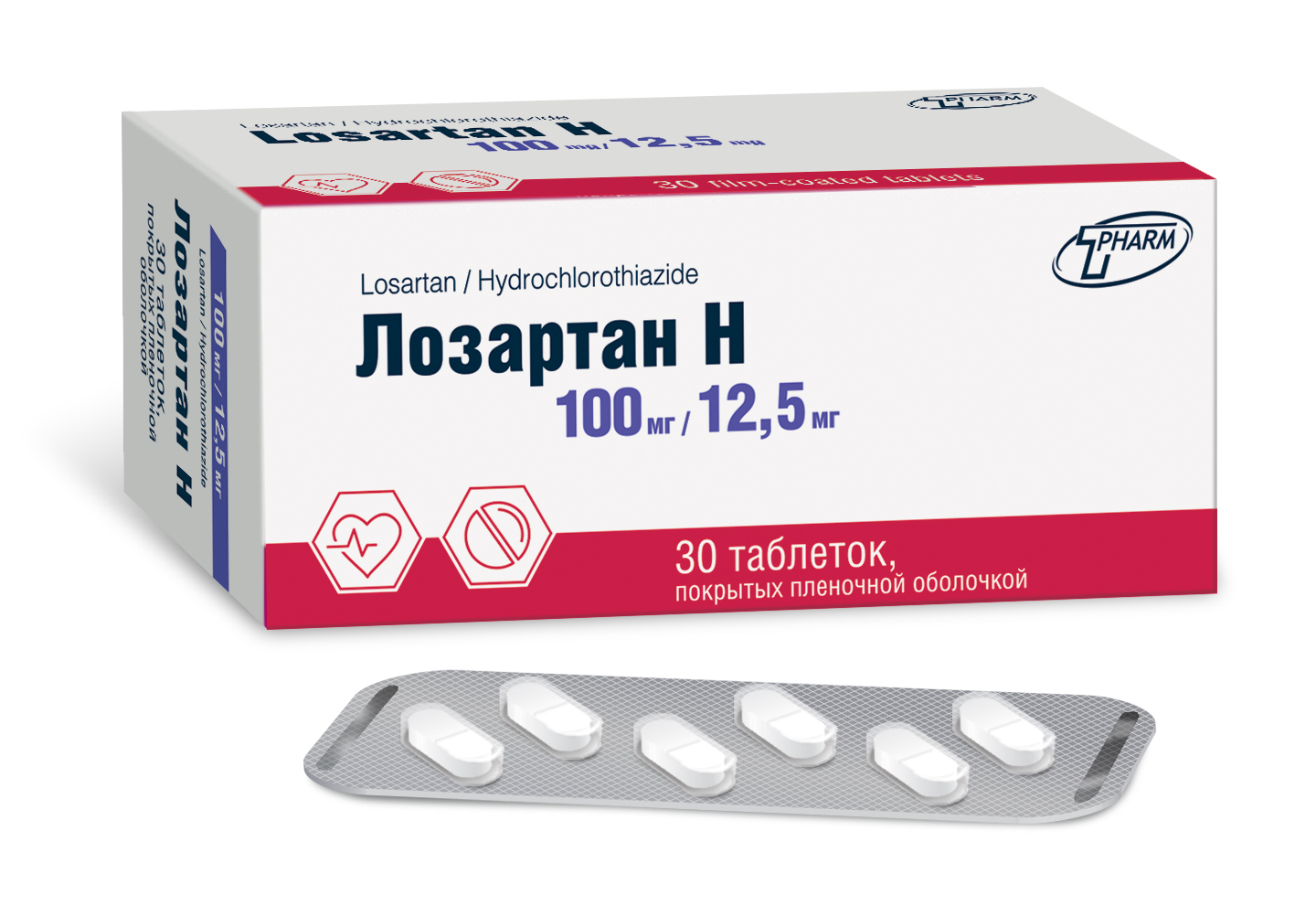 Лозартан Н таблетки п/о 100мг 12,5мг упаковка №30