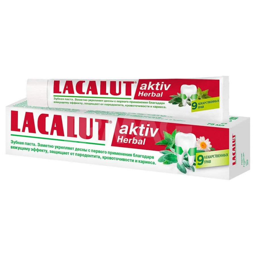 Зубная паста LACALUT aktiv Herbal 75мл туба полимерная №1
