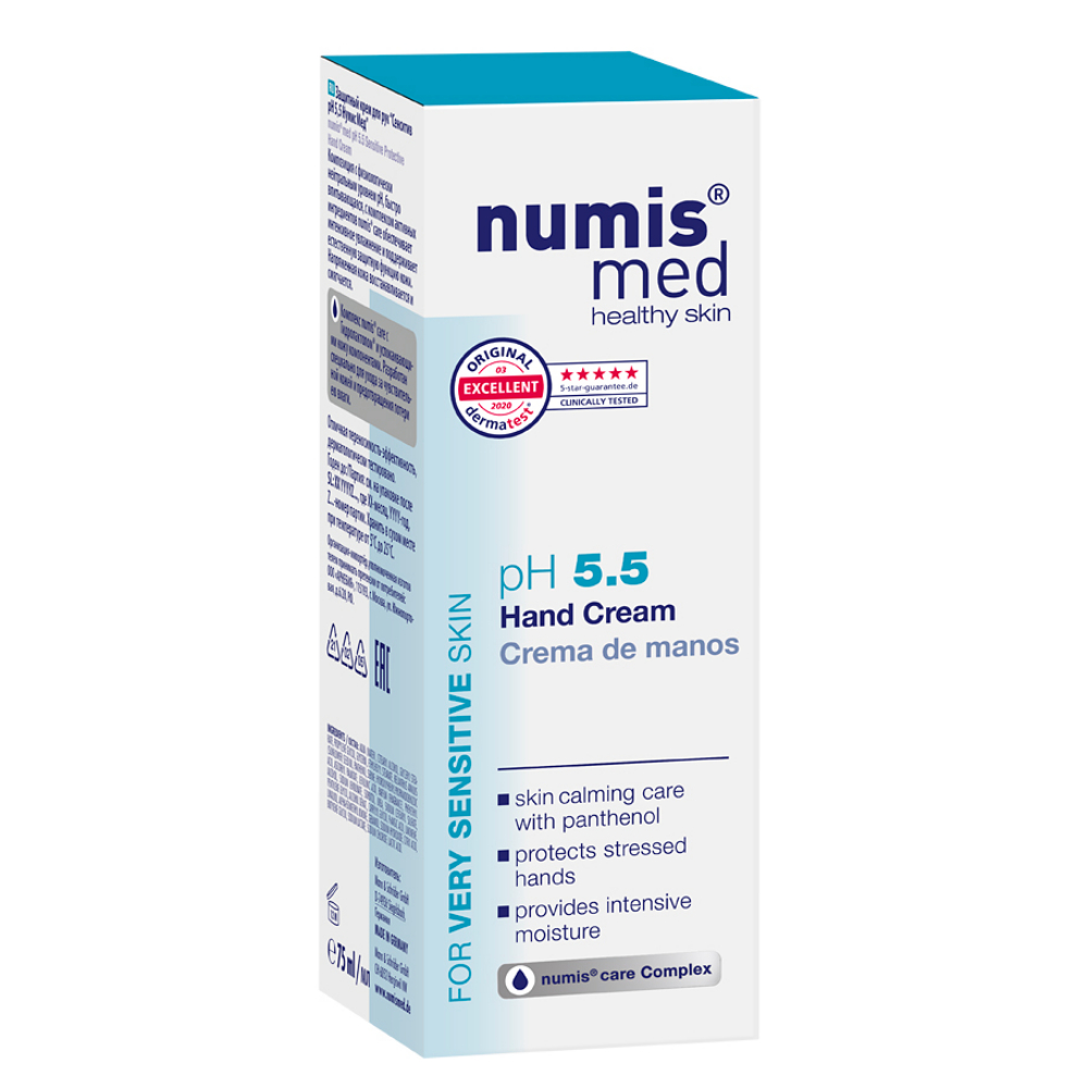 Numis med крем для рук увлажняющ. pH 5,5 для чувствительной кожи с пантенолом 75мл №1