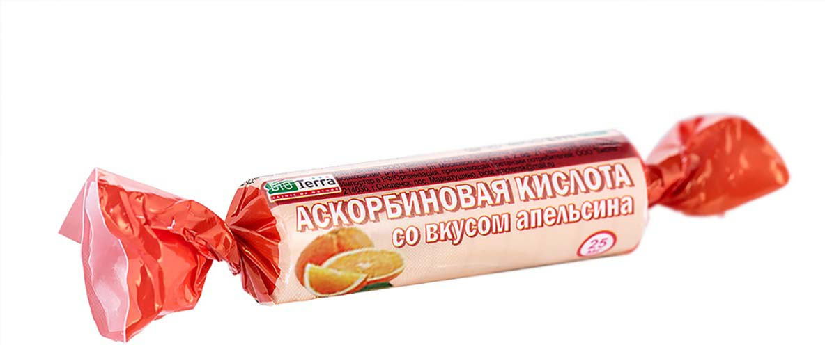 Аскорбиновая кислота БАД таблетки со вкусом апельсина 2,7г №10