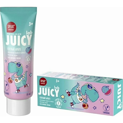 Зубная паста детская SPLAT Juicy Lab со фтором 3+ спелый арбуз 55мл №1