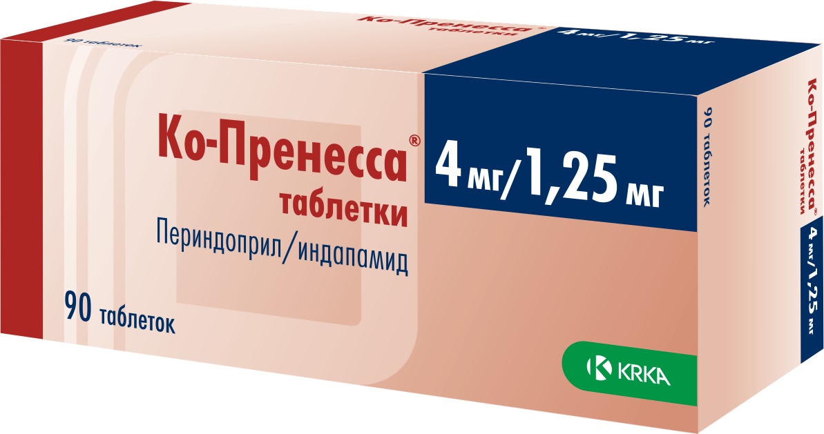 Ко-пренесса таблетки 4мг 1,25мг упаковка №90