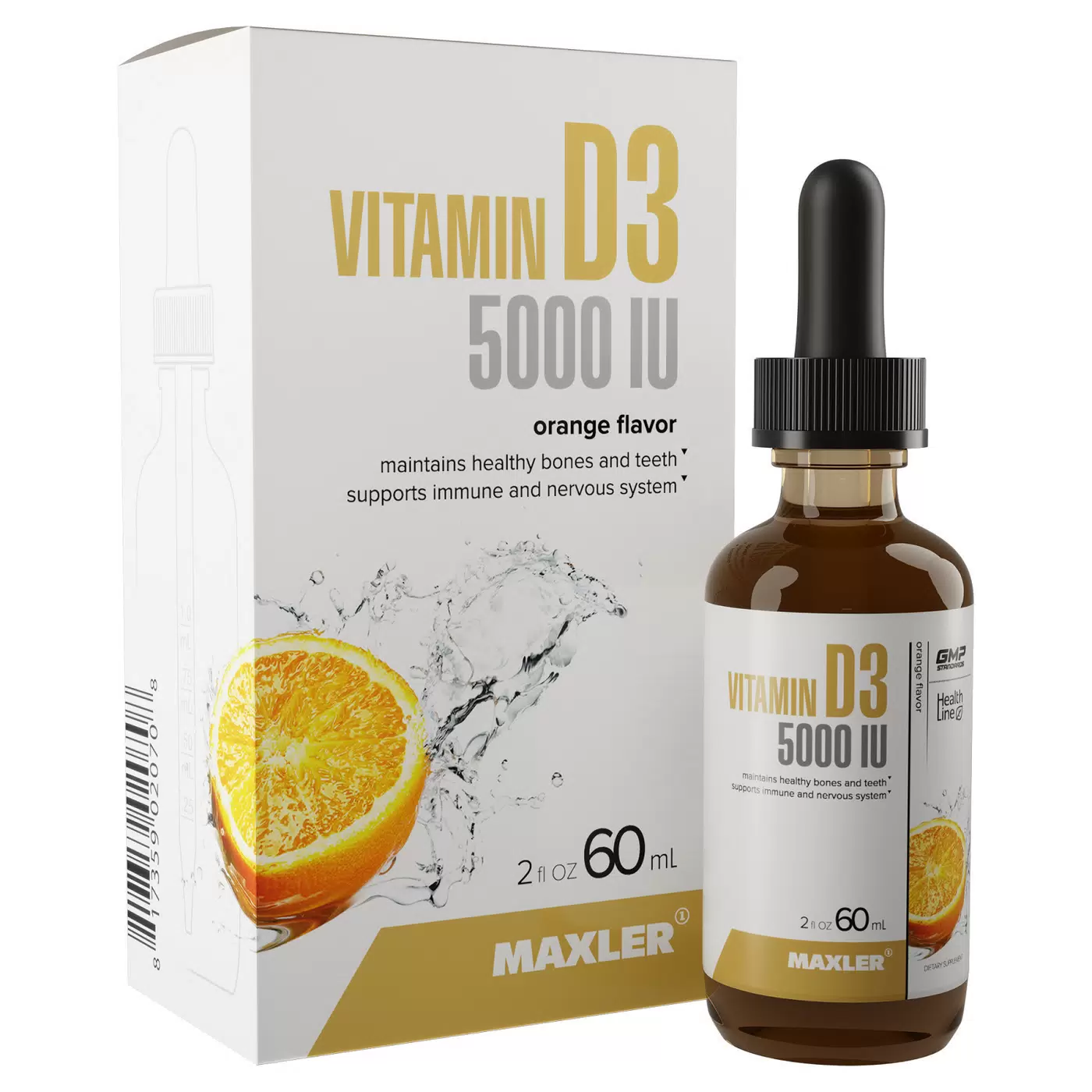 Maxler Витамин Д3 5000 IU БАД жидкость вкус апельсин 60мл №1