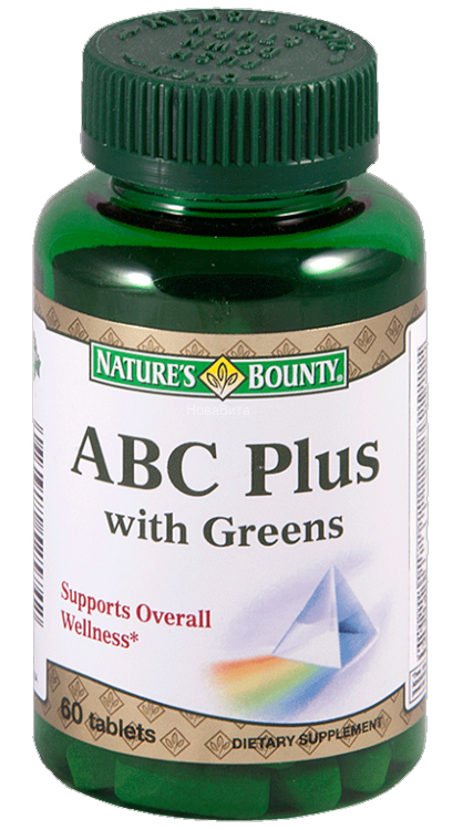 Nature's Bounty ABC плюс гринс БАД таблетки упаковка №60