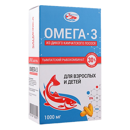 Омега-3 из дикого камчатского лосося Salmoniсa БАД капсулы для взрослых и детей 1 000мг №42