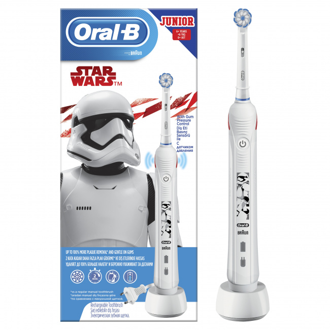 Зубная щетка электрическая Braun Oral-B Junior PRO Star Wars тип 3766 с зар. устройством тип 3757 упаковка №1