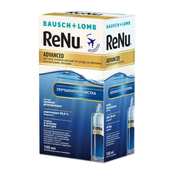 Раствор для контактных линз ReNu Advanced р-р универсальный стерильный 100мл флакон с контейнером для линз №1