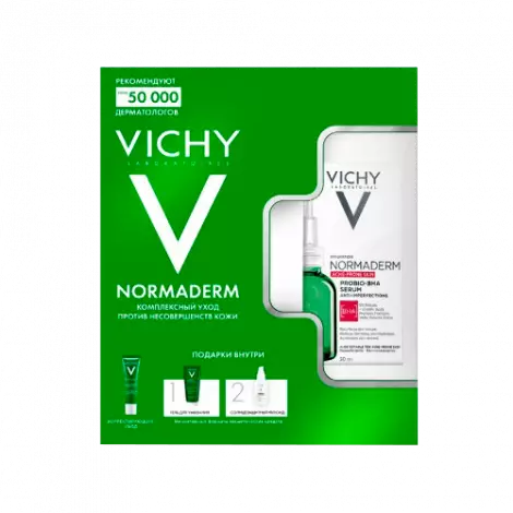 VICHY Normaderm против несоверш. сыв-ка 30мл+уход для лица 30мл+гель для умыв.50мл+ флюид для лица солнцез. SPF 50+ 3мл набор №1