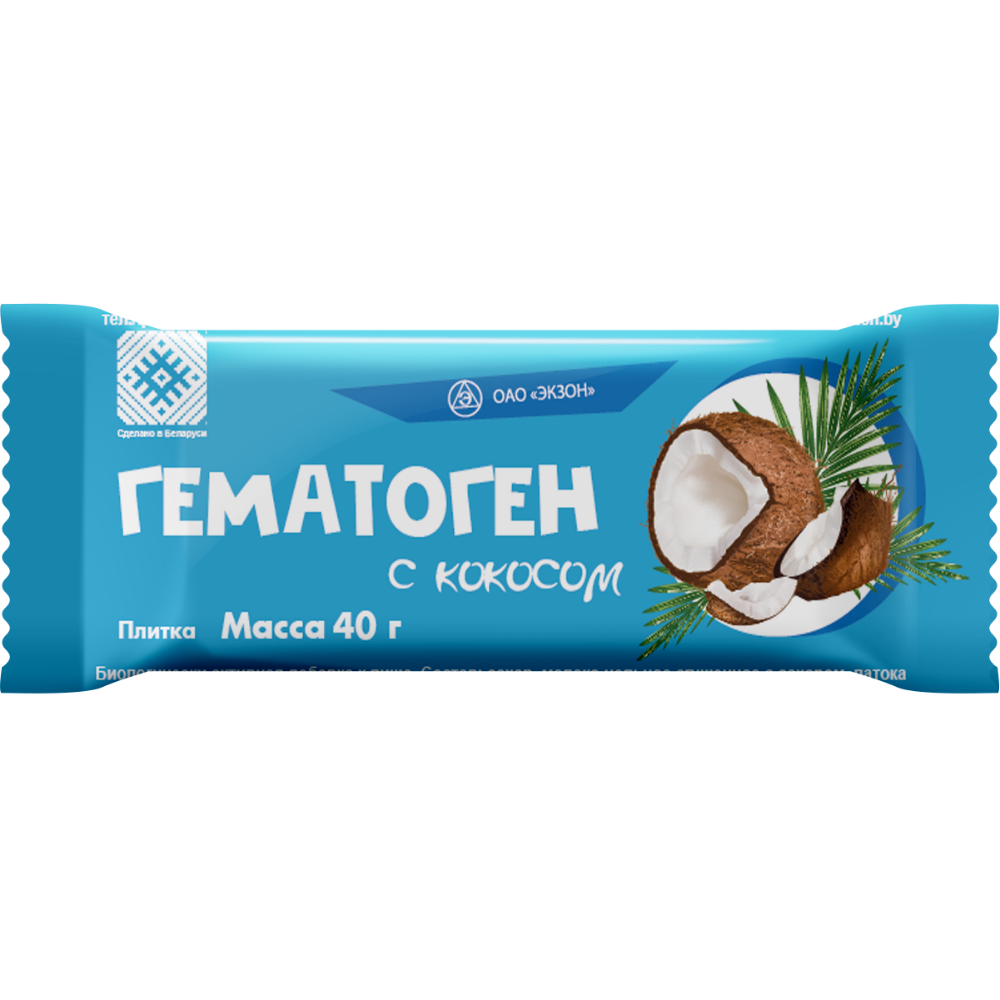 Гематоген с кокосом БАД плитка 40г №1