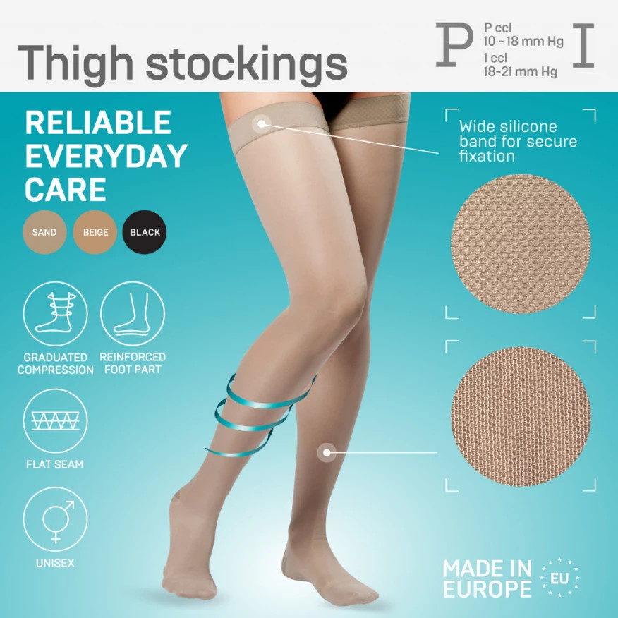 Чулки компрессионные Tonus Elast 0402 1 кл. к. с мыском унисекс р.3 рост 2 песочный упаковка №1