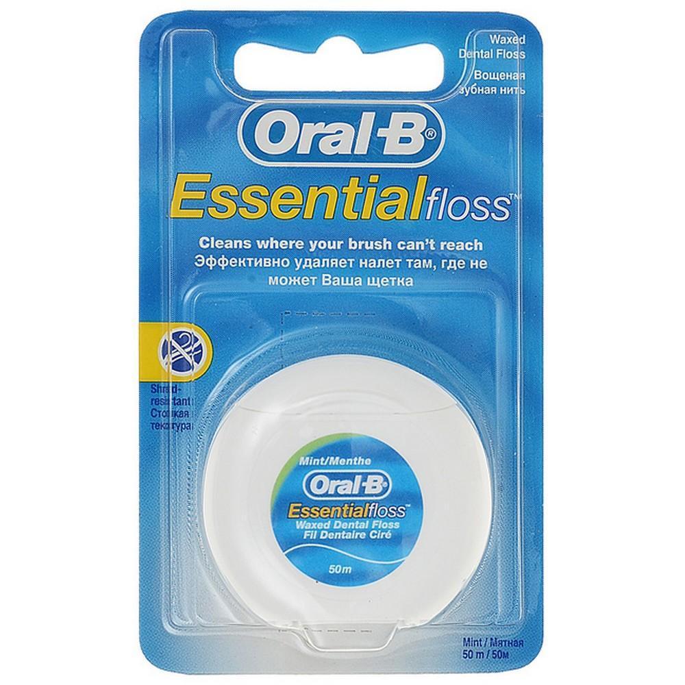 Зубная нить Oral-B Essential floss вощеная (мятный вкус) 50м №1