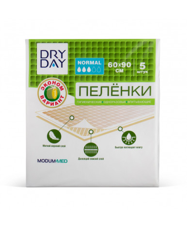 Пеленки впитывающ. DRY DAY однораз. Normal 60см 90см №5