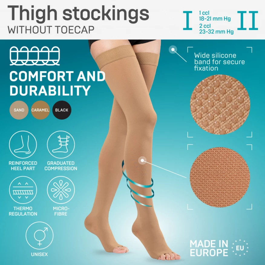 Чулки компрессионные Tonus Elast 0403 Lux 1 кл. к. без мыска унисекс р.3 рост 2 черный упаковка №1