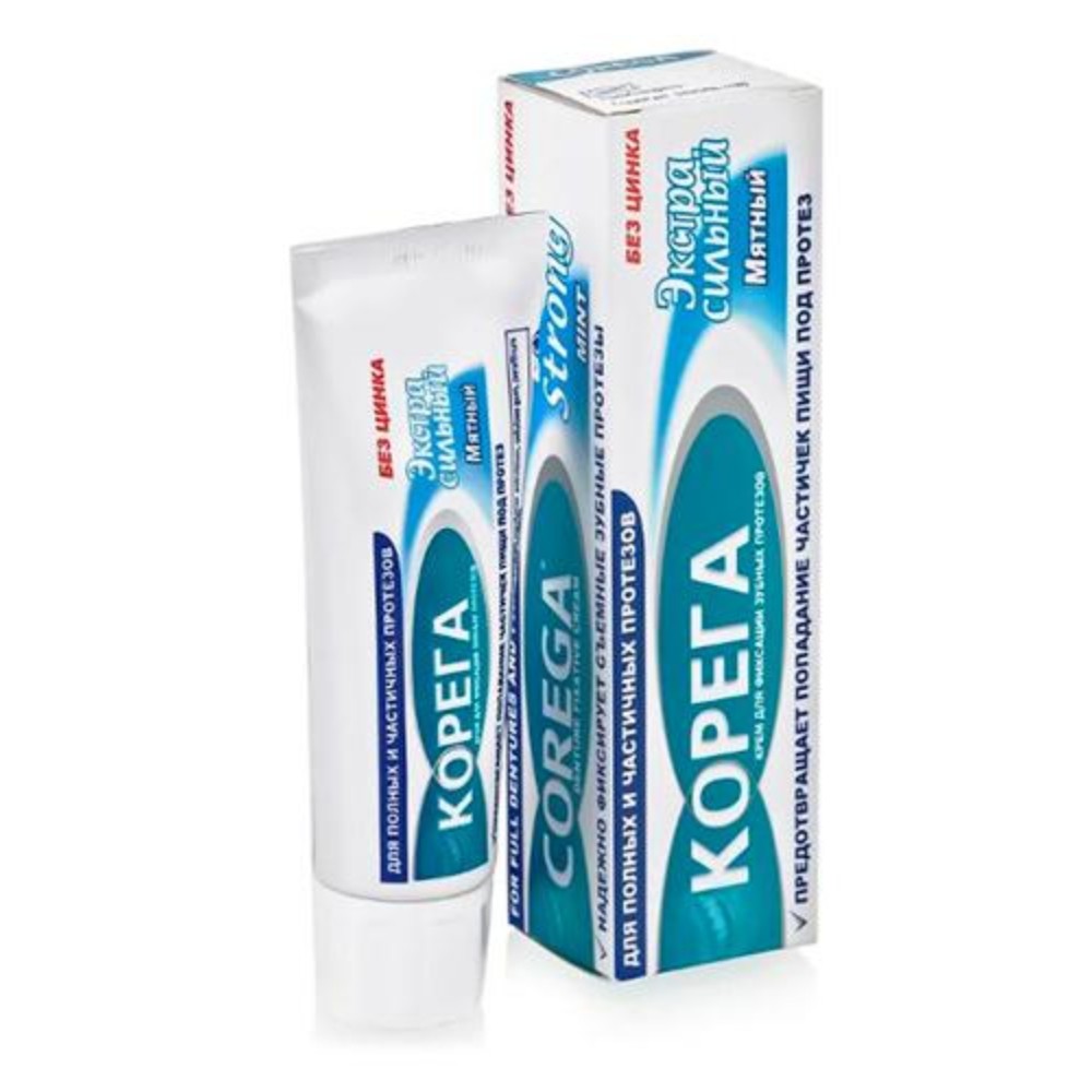 Крем для фиксации зубных протезов Корега Extra Strong Mint 40г №1