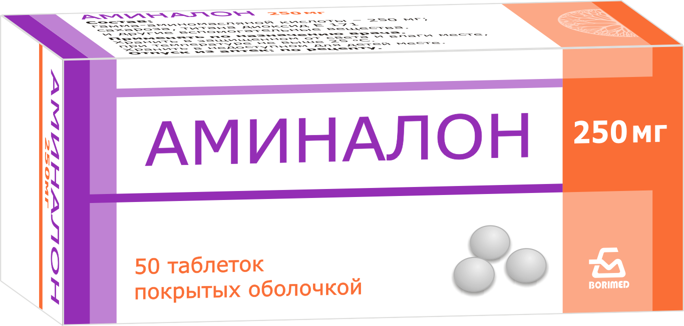 Аминалон таблетки п/о 250мг упаковка №50