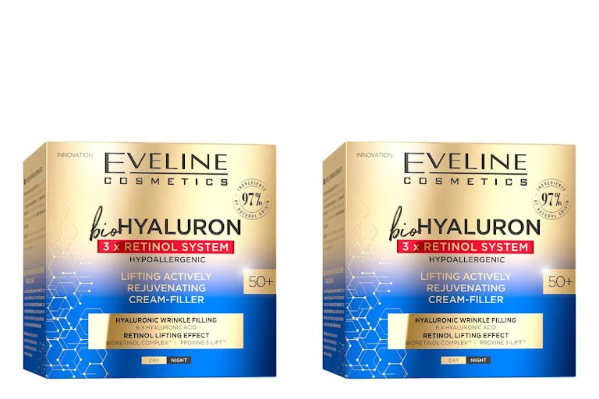 Крем-филлер активно омолажив.против морщин 50+ дневной/ночной EVELINE bioHYALURON 3 x Retinol System 50мл №1