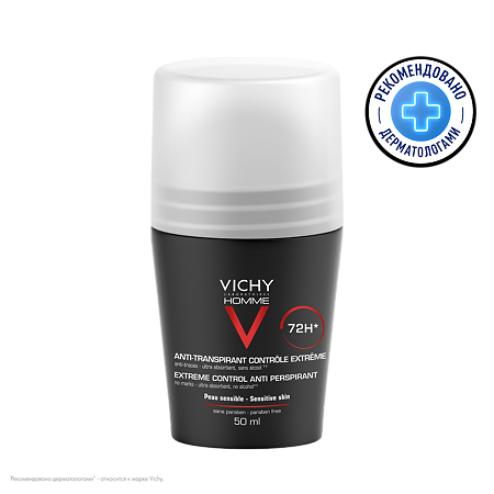 VICHY Homme дезодорант-антиперспирант шарик 72ч против избыточного потоотделения 50мл №1